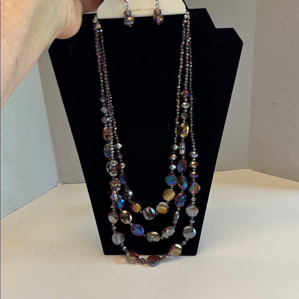 5/25multicolor Beaded Necklace And Earring Set Nwt
